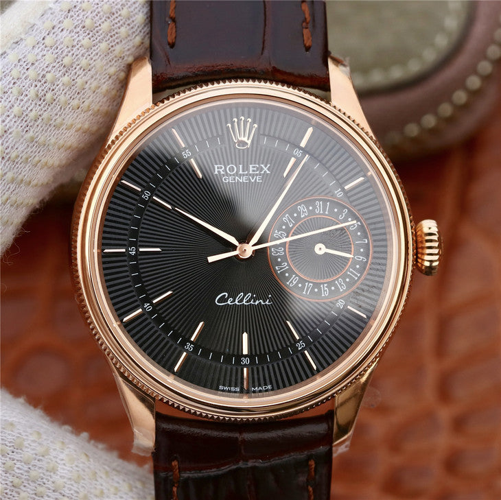 Brown Leather Strap Multicolor Dial Time Date M199