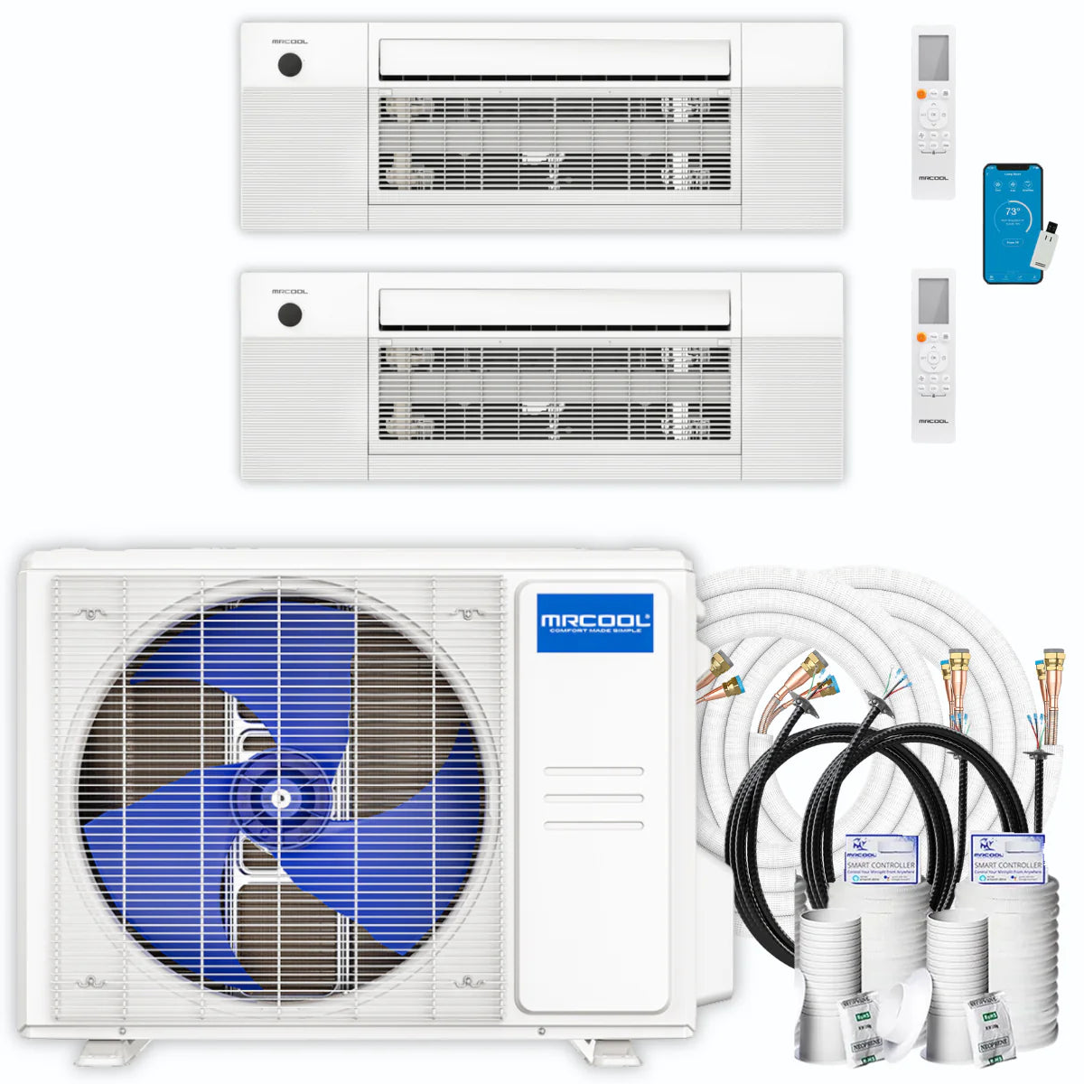 27,000 BTU 2 Zone Ceiling Cassette Ductless Air Conditioner and Heat Pump I1478
