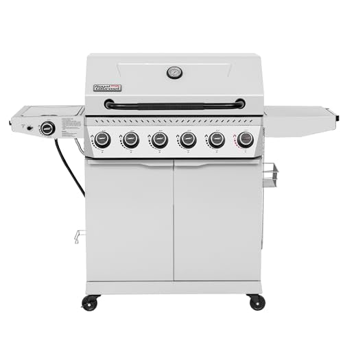 6 Burner Propane Gas Grill with Side Burner, White P4029