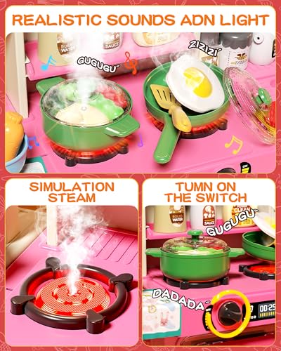 70Pcs Kids Kitchen Playset with Sound & Light F6194