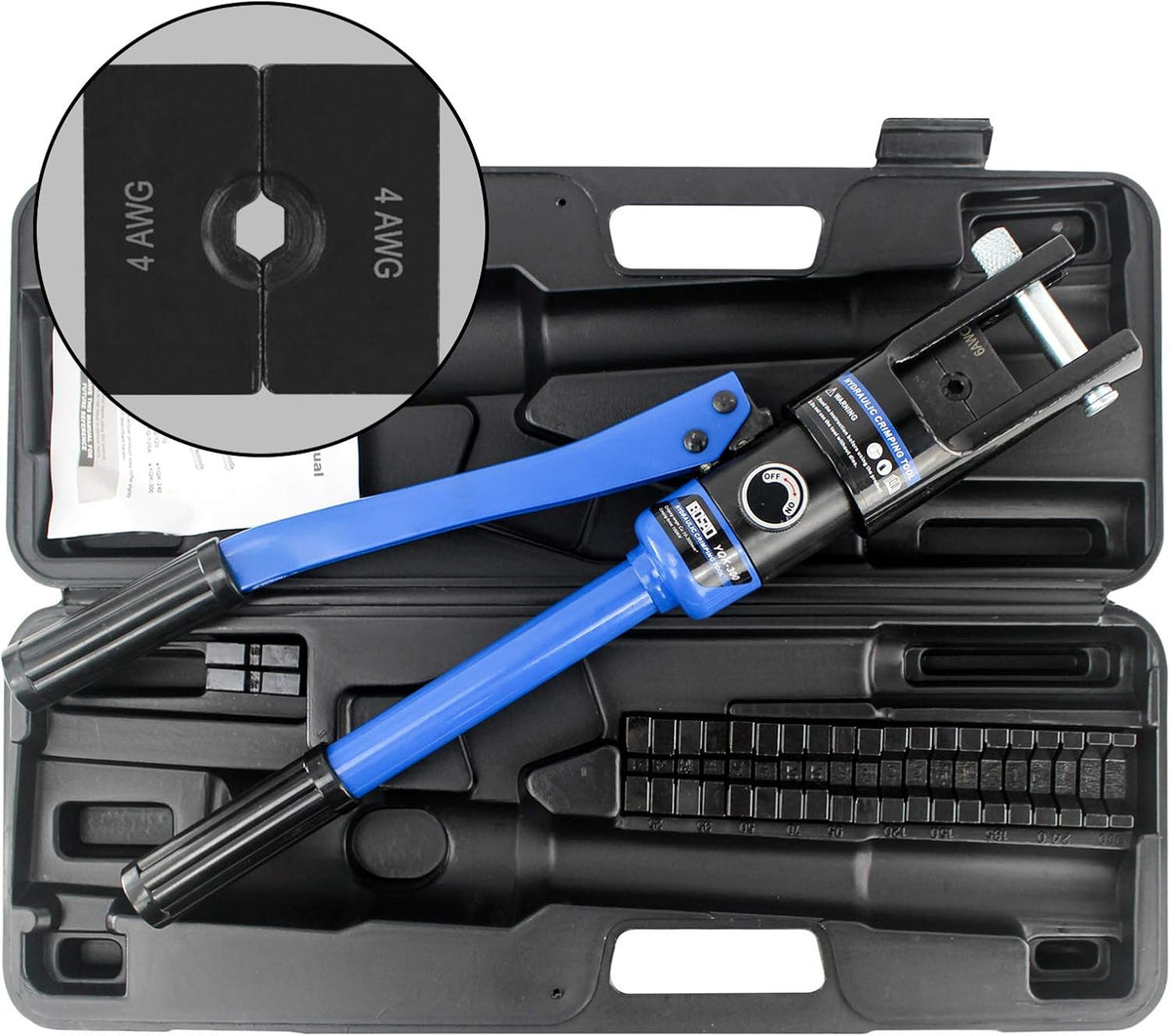 Hydraulic Cable Lug Crimper Tool 12 AWG to 00 (2/0) Electrical Terminal Wire Crimping Plier Kit, Pack of 2 U19732