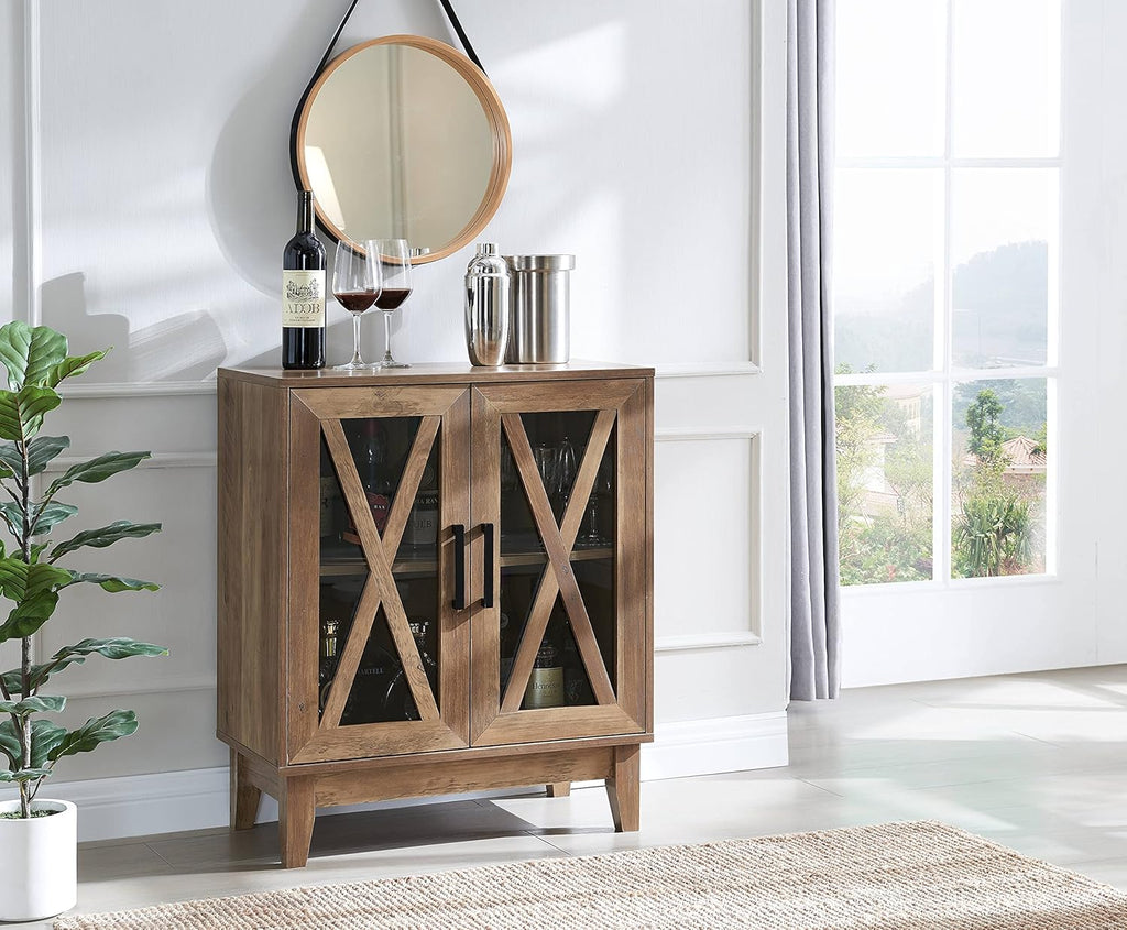 Small Cabinet Sideboard with Glass Doors in Mahogany D36845