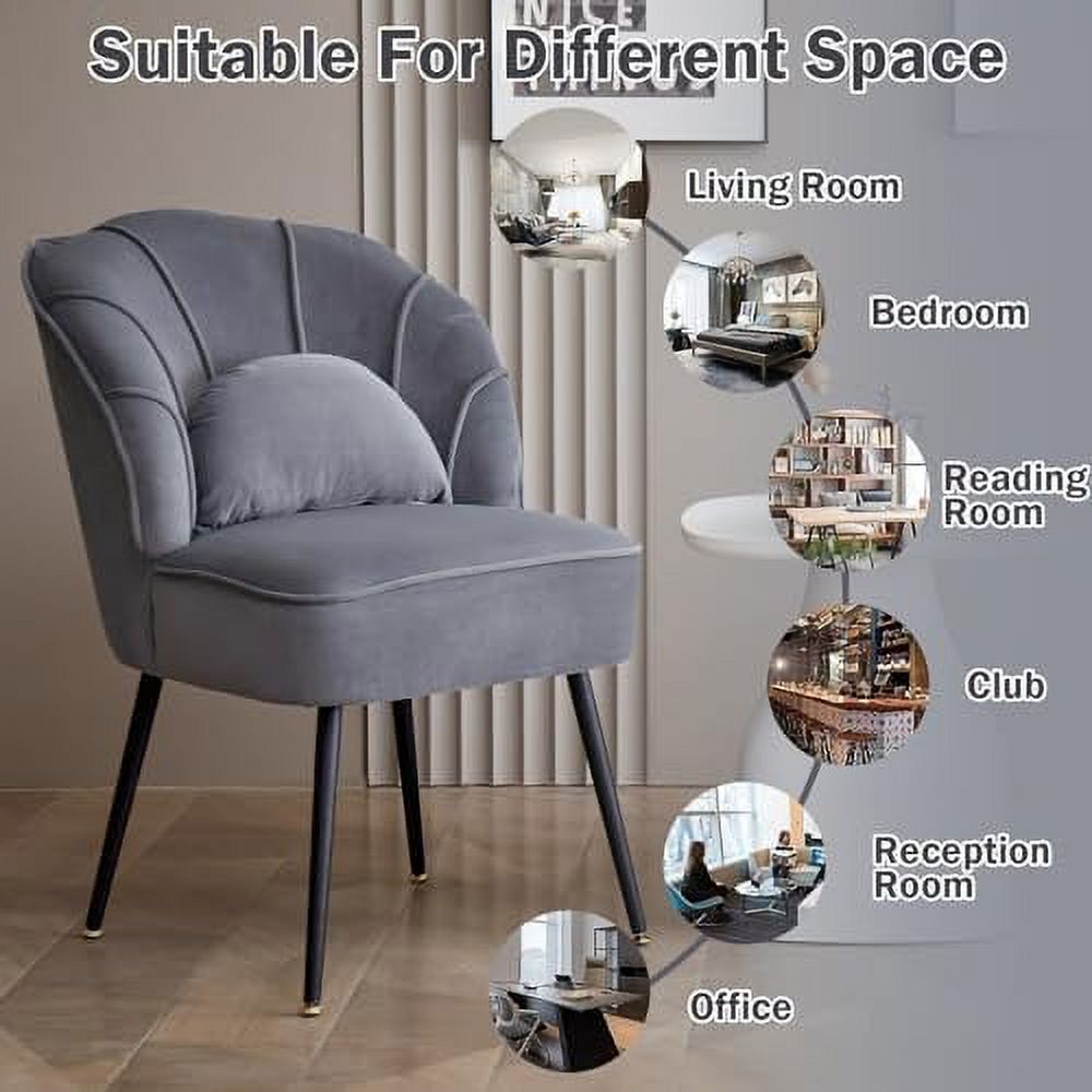 Grey Velvet Wingback Accent Chair with Ottoman C811