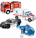 Friction Powered Emergency Vehicle Toy Playsets with Light and Sound O865