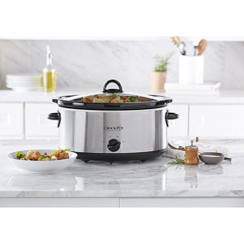 7 Quart Oval Manual Slow Cooker, Stainless Steel P887375