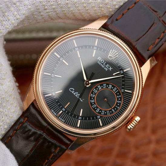 Brown Leather Strap Multicolor Dial Time Date M199