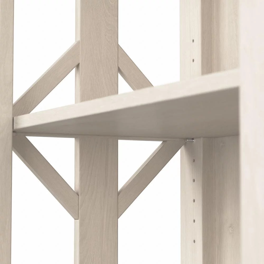 Linen White Oak Engineered Wood TV Stand with Bookcases Q49284