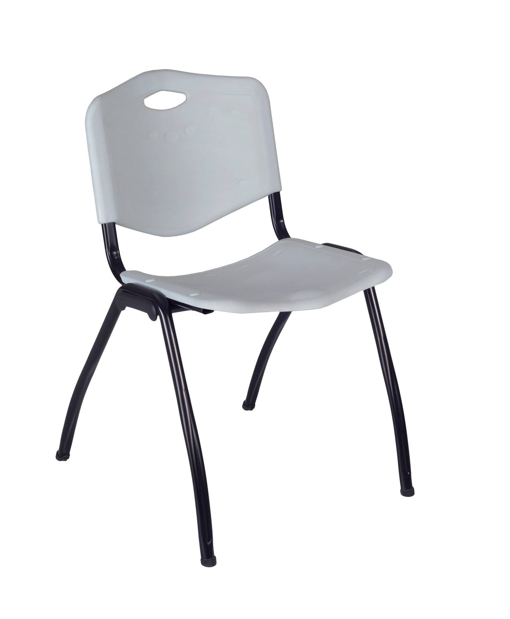 42x22 Round Breakroom Table Grey & 4 Stack Chairs Blue N81577