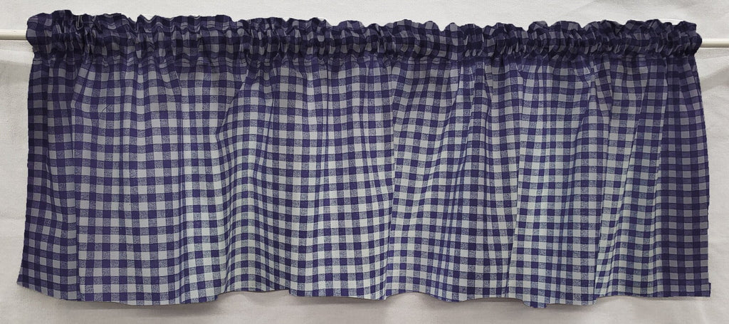 Navy Blue White Checked Gingham Curtain Panels Set of 2 24 Inch Long P11637