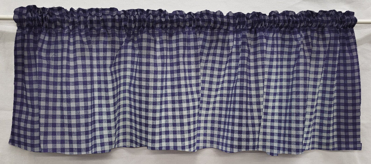 Navy Blue White Checked Gingham Curtain Panels Set of 2 24 Inch Long P11637