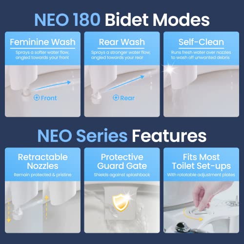 Self-Cleaning Dual Nozzle Non-Electric Bidet Attachment (Blue) T5843