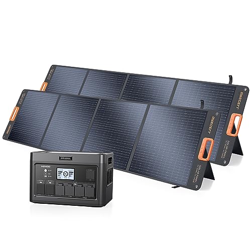 2400W Portable Power Station with 2 * 100W Solar Panel, 1843Wh LiFePO4 Battery with 11 Outlets W426