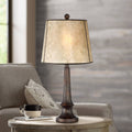 Rustic Table Lamp Aged Bronze Mica Drum Shade W2219