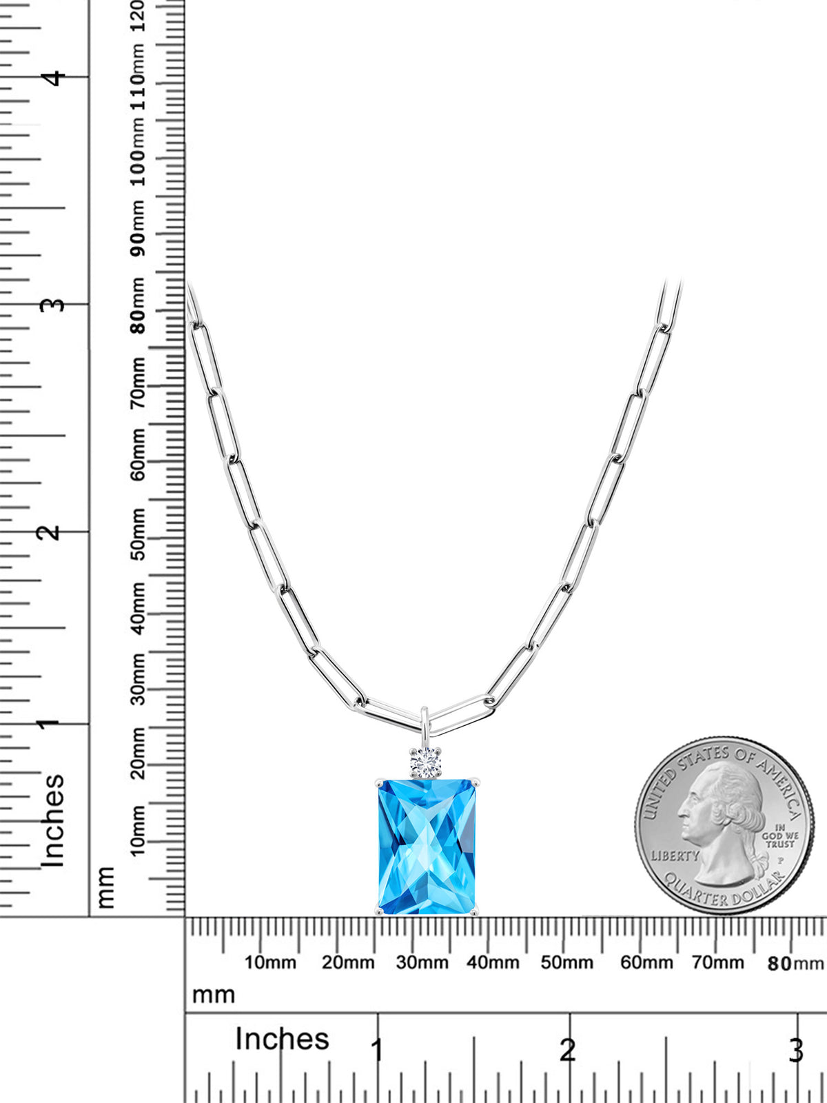 15.27 Ct Swiss Blue Topaz Sterling Silver Pendant with Chain X175783