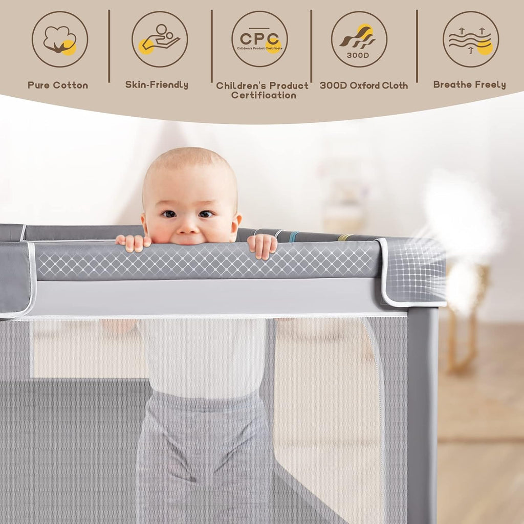 Extra Large Baby Playpen with Soft Breathable Mesh I32885