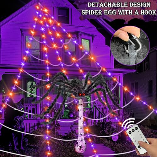 16.4 x 15.7 Ft Prelit Halloween Spider Web Net Lights with Timer Z924