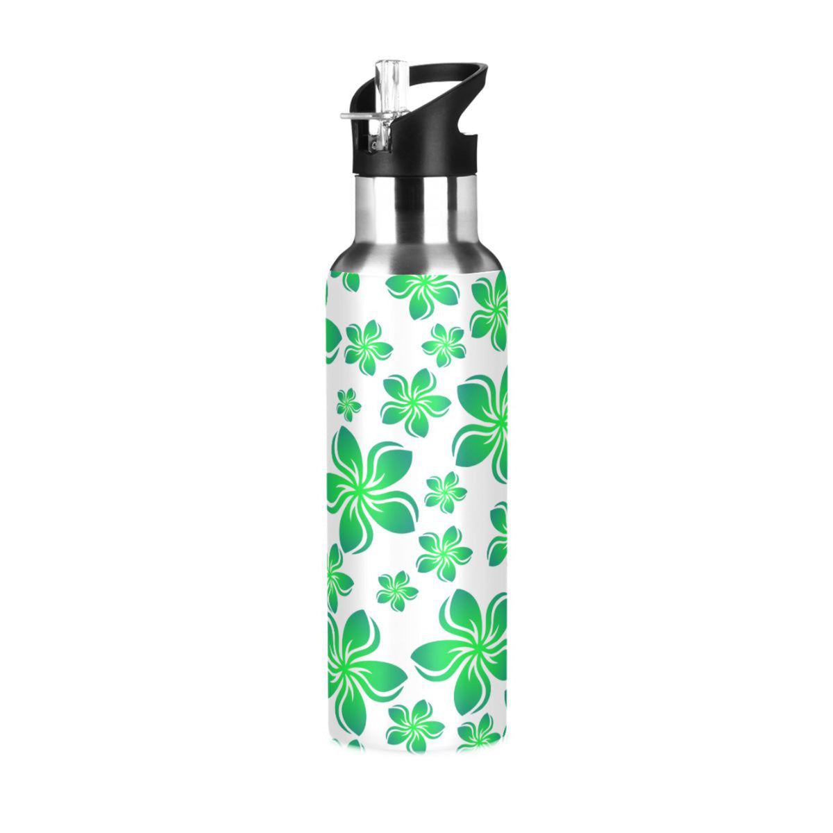 Green Stainless Steel Insulated Water Bottle with Straw Lid J516689
