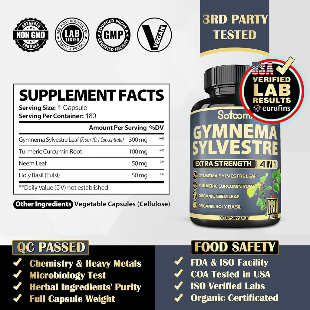 180 Capsules Gymnema Sylvestre Capsules Extract O840943