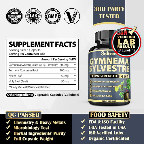 180 Capsules Gymnema Sylvestre Capsules Extract O840943