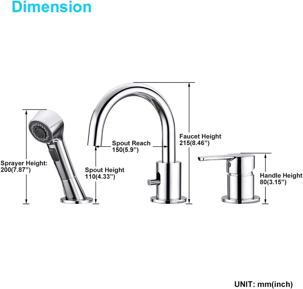 Chrome Widespread Bathtub Faucet with Shower Diverter C24402