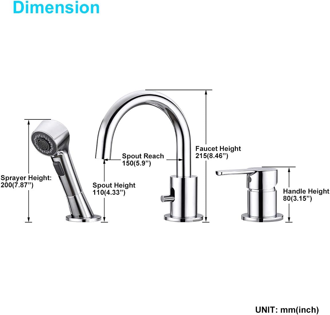 Chrome Widespread Bathtub Faucet with Shower Diverter C24402