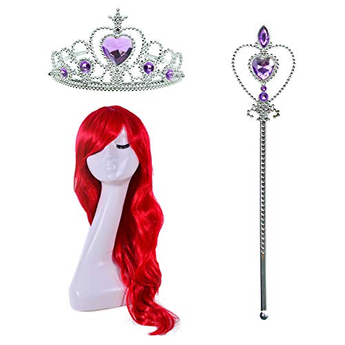 Pink Little Girls Princess Mermaid Costume with Wig Crown J60058