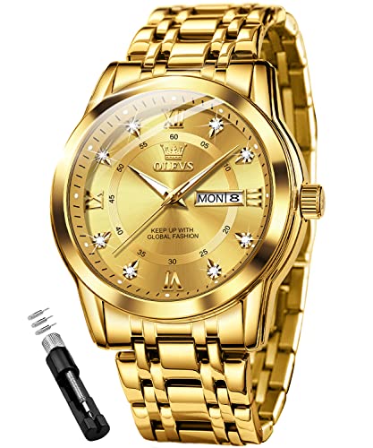 Mens Diamond Quartz Stainless Steel Waterproof Luminous Day Date Watch N468