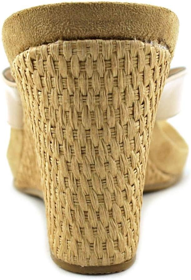 Beige Patent Thong Wedge Sandals M650824