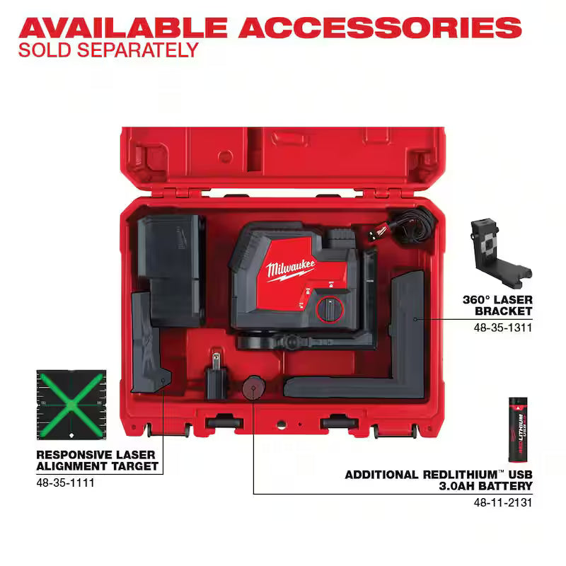 Green Cross Line and Plumb Points Rechargeable Laser Level Kit Z406