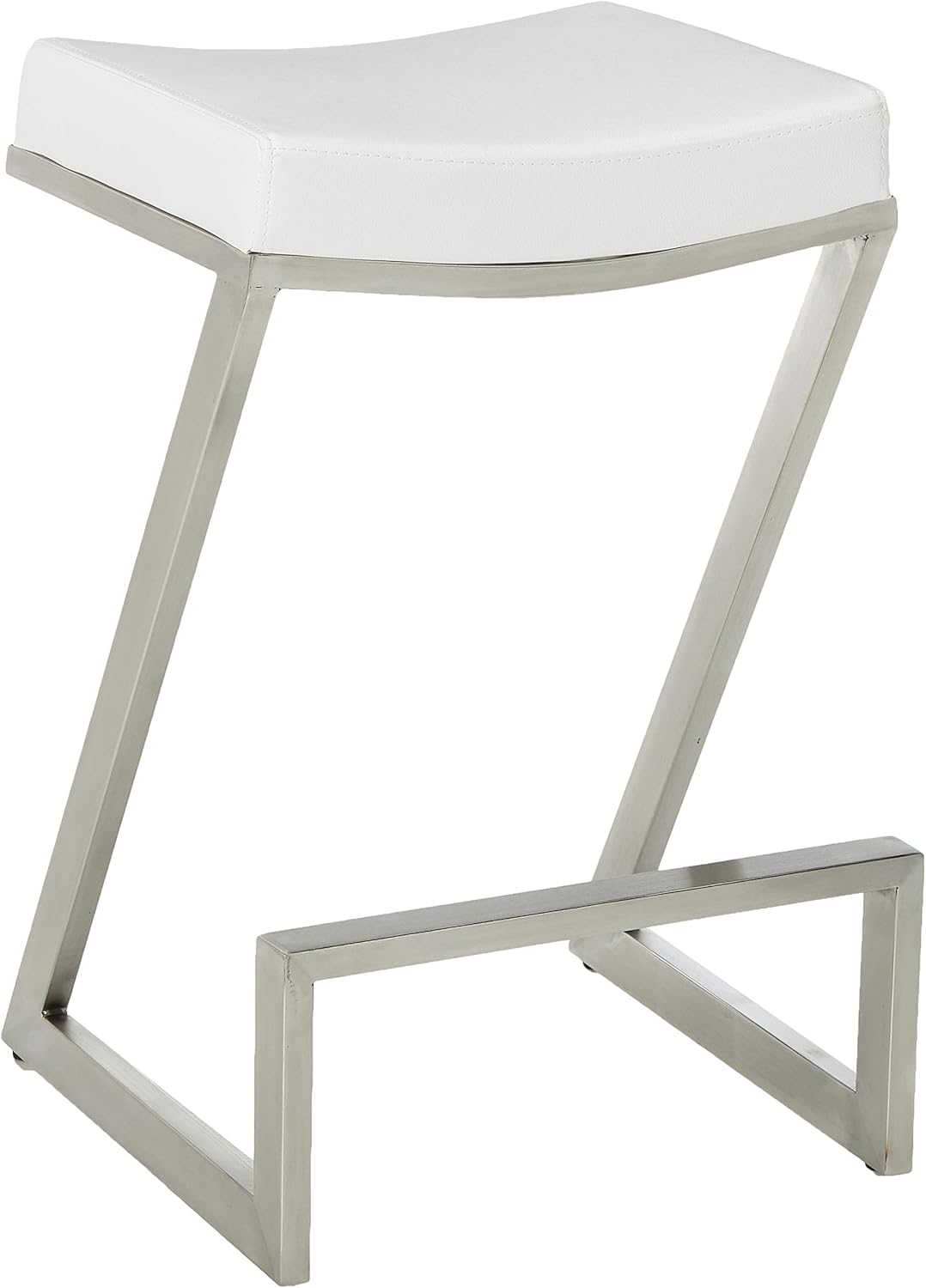 White Faux Leather Counter Height Barstool A736574