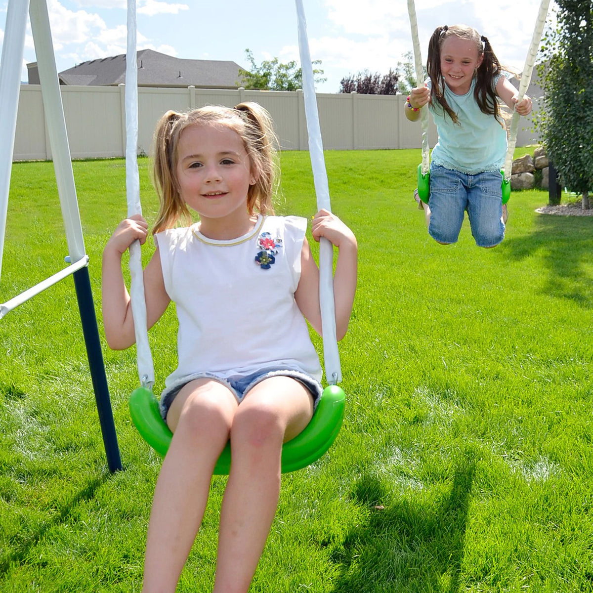 Metal Swing Set with Glider and Slide Q12726