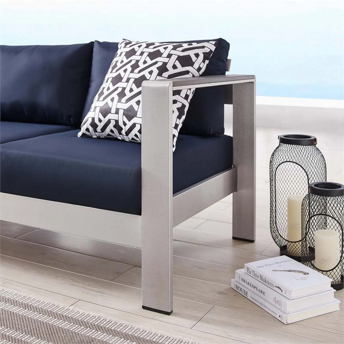 Aluminum Patio Sofa in Silver Navy E619634