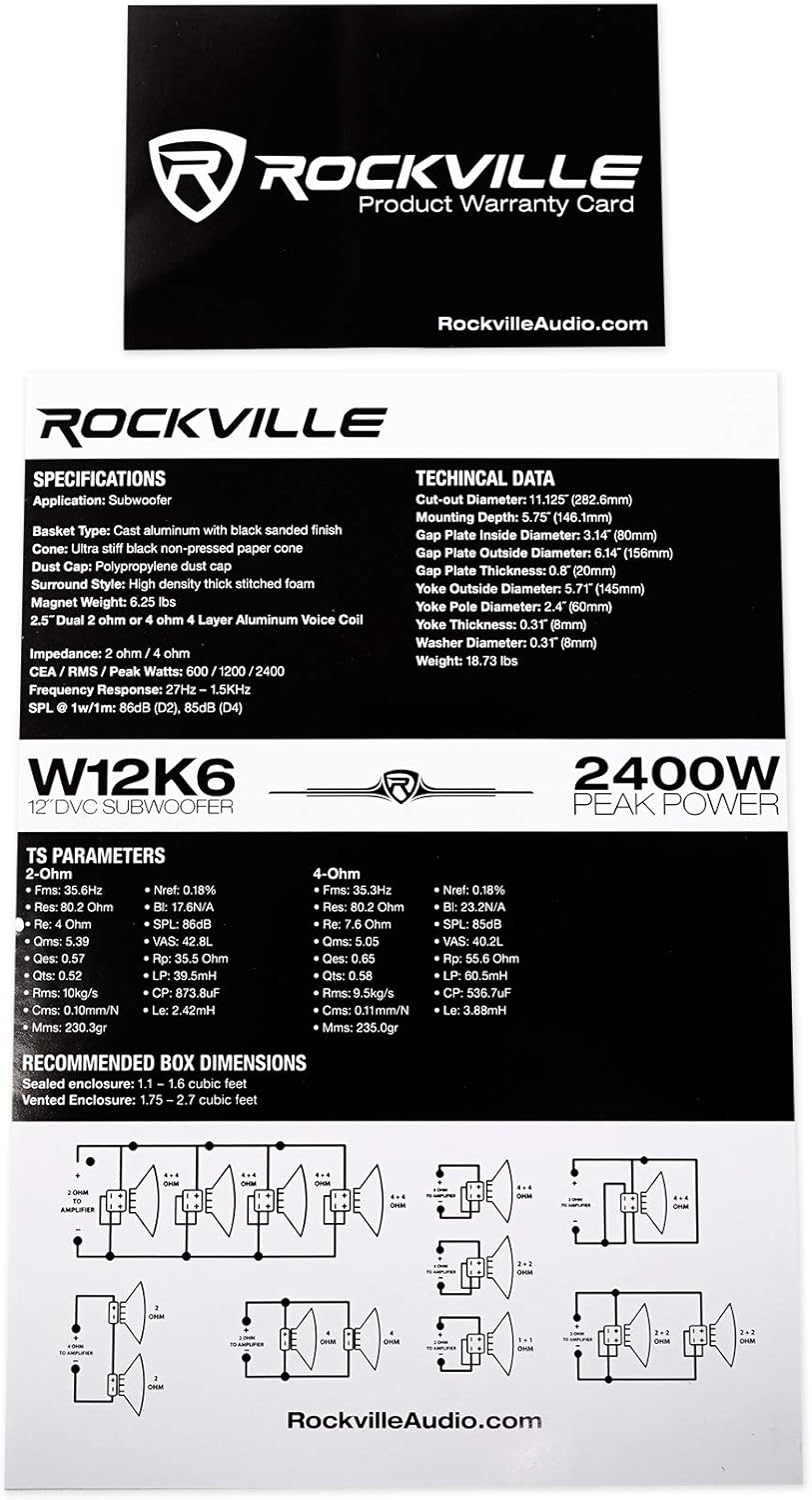 12" 4800w Subwoofers with Vented Box and Mono Amplifier C296
