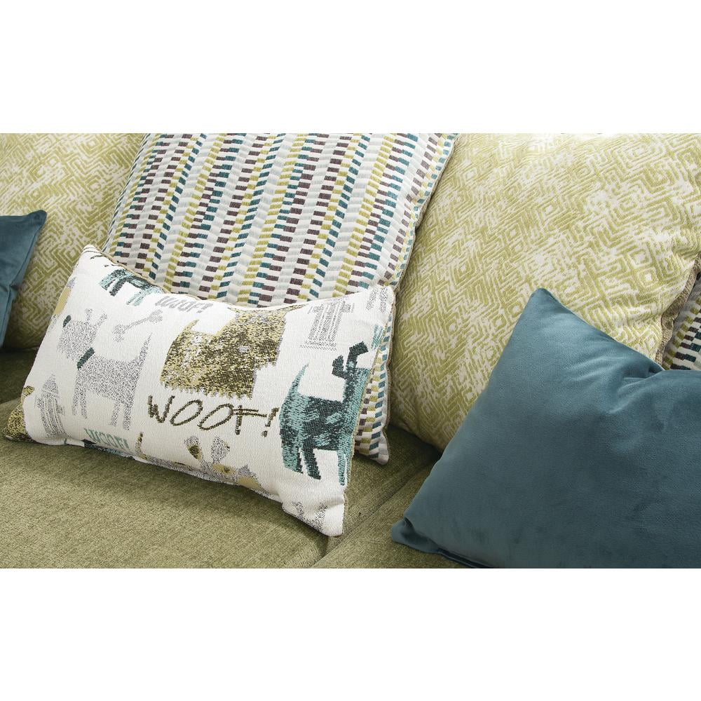 Green Sofa with Eight Throw Pillows C55954