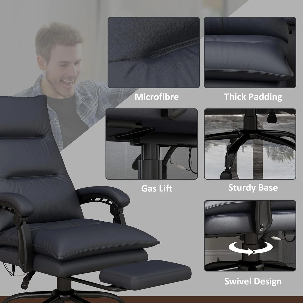 Charcoal Gray Heated Reclining Massage Office Chair with Footrest T90030