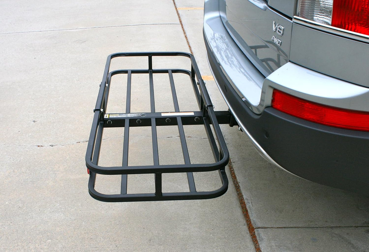 Steel Hitch Cargo Carrier with High Side Rails, 500-lb Load Capacity, Black Q7182