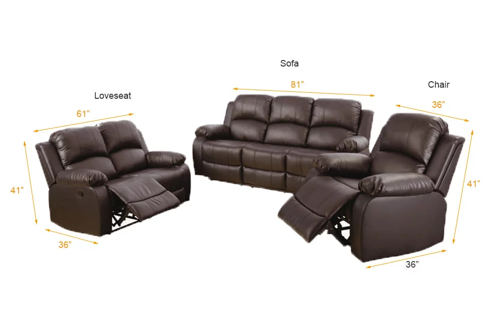 Brown Bonded Leather Recliner Sofa L601389