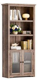 70" Tall 5-Shelf Bookshelf with Doors T2255