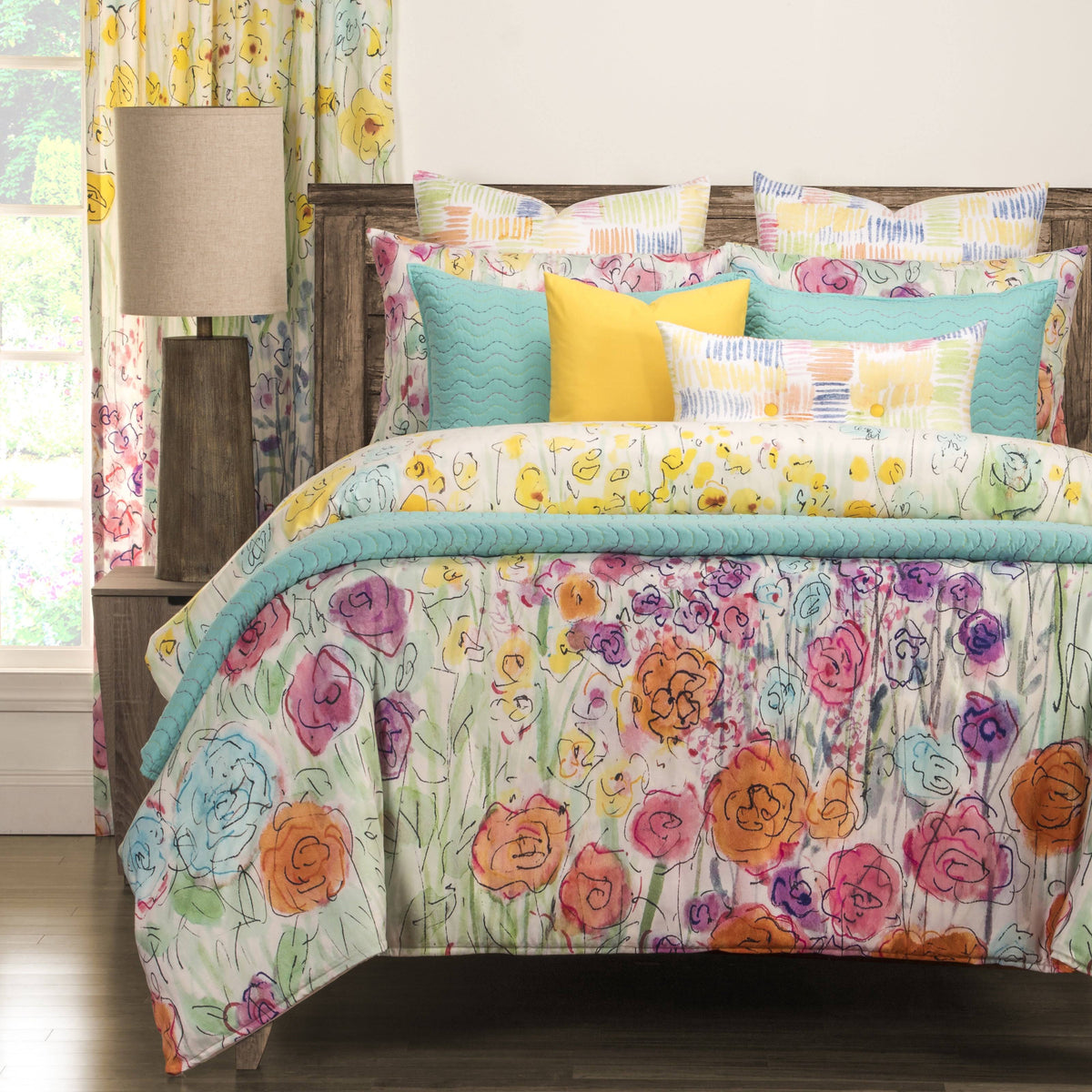 Queen Floral 6-Piece Duvet Cover Set H45433