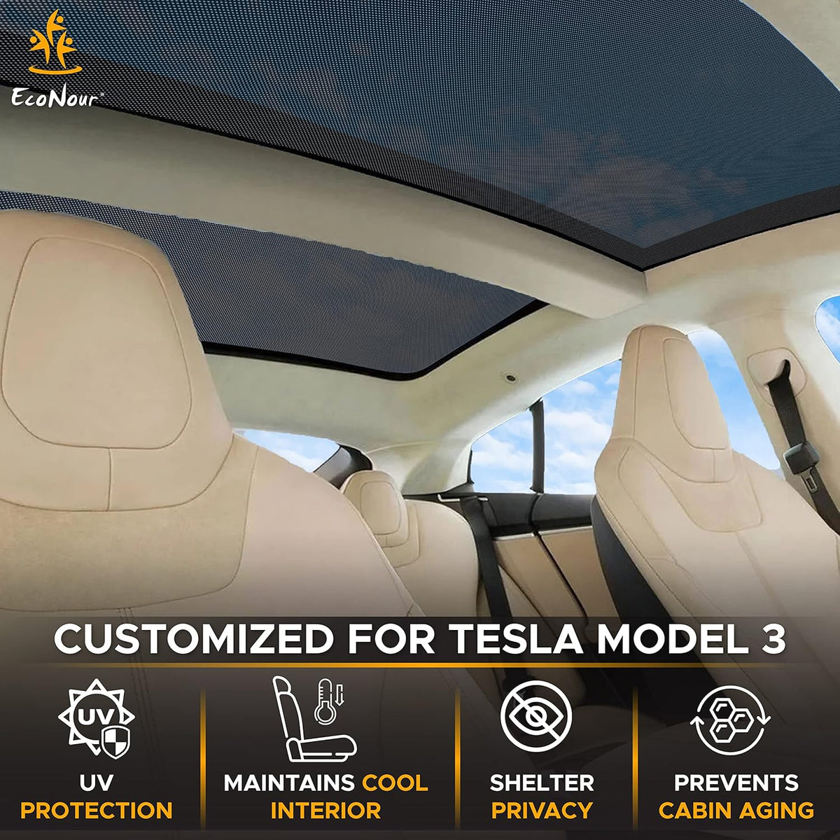 Foldable Sunroof Shade Cover with Heat Insulation Film, Pack of 2 H85446