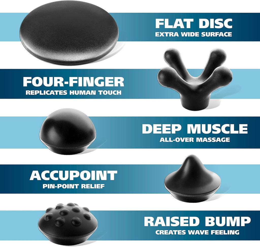 Percussion Handheld Massager with 5 Attachment Heads and Storage Case, Pack of 2 X282693