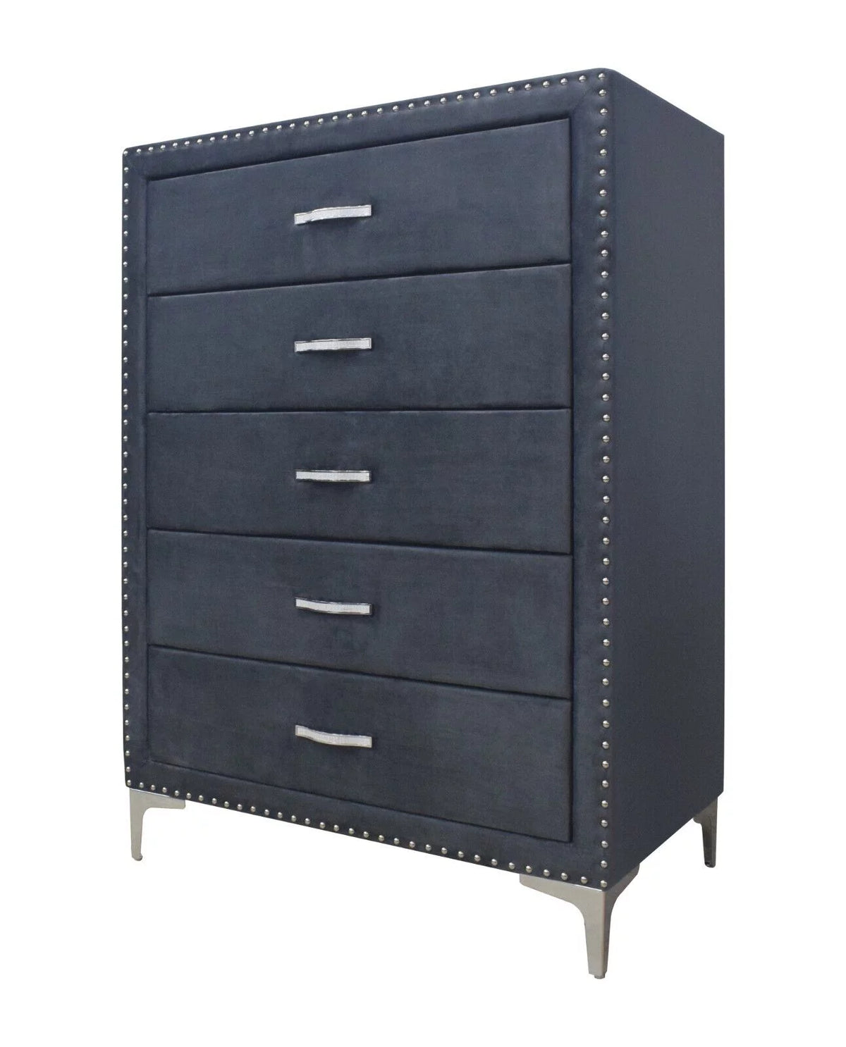 Dark Gray Velvet 3pc King Size Bedroom Set H646