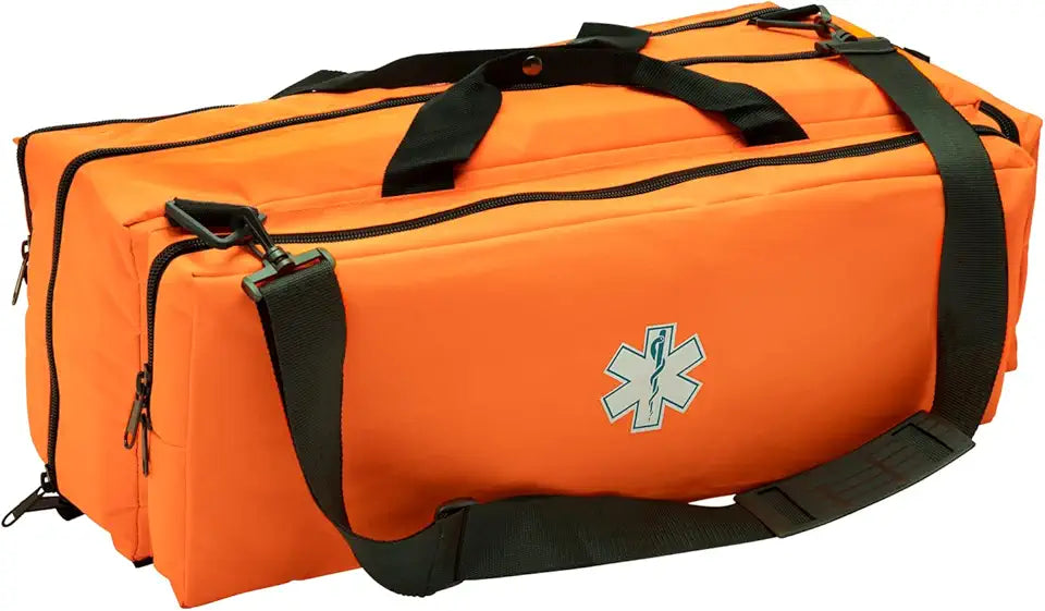 Empty Oxygen O2 Duffle Bag, 32”x12”x13”, Multiple Compartments, Orange U8812
