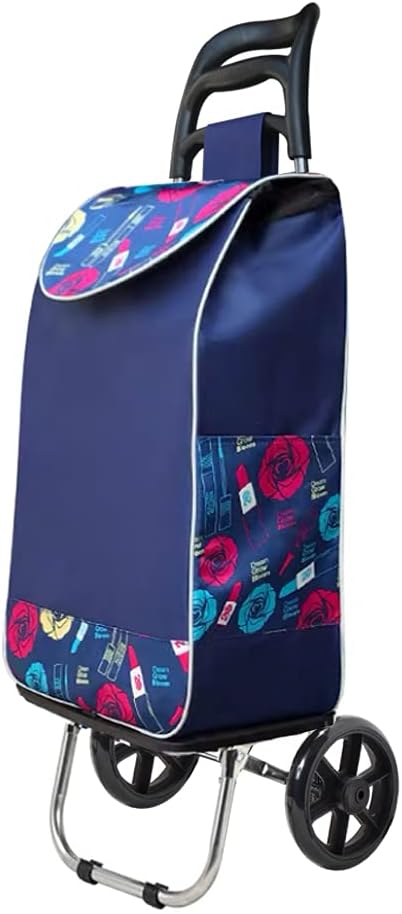 Foldable Cart with Aluminum Frame, Waterproof Canvas, 8 Wheel, Navy Blue, Pack of 2 X21725