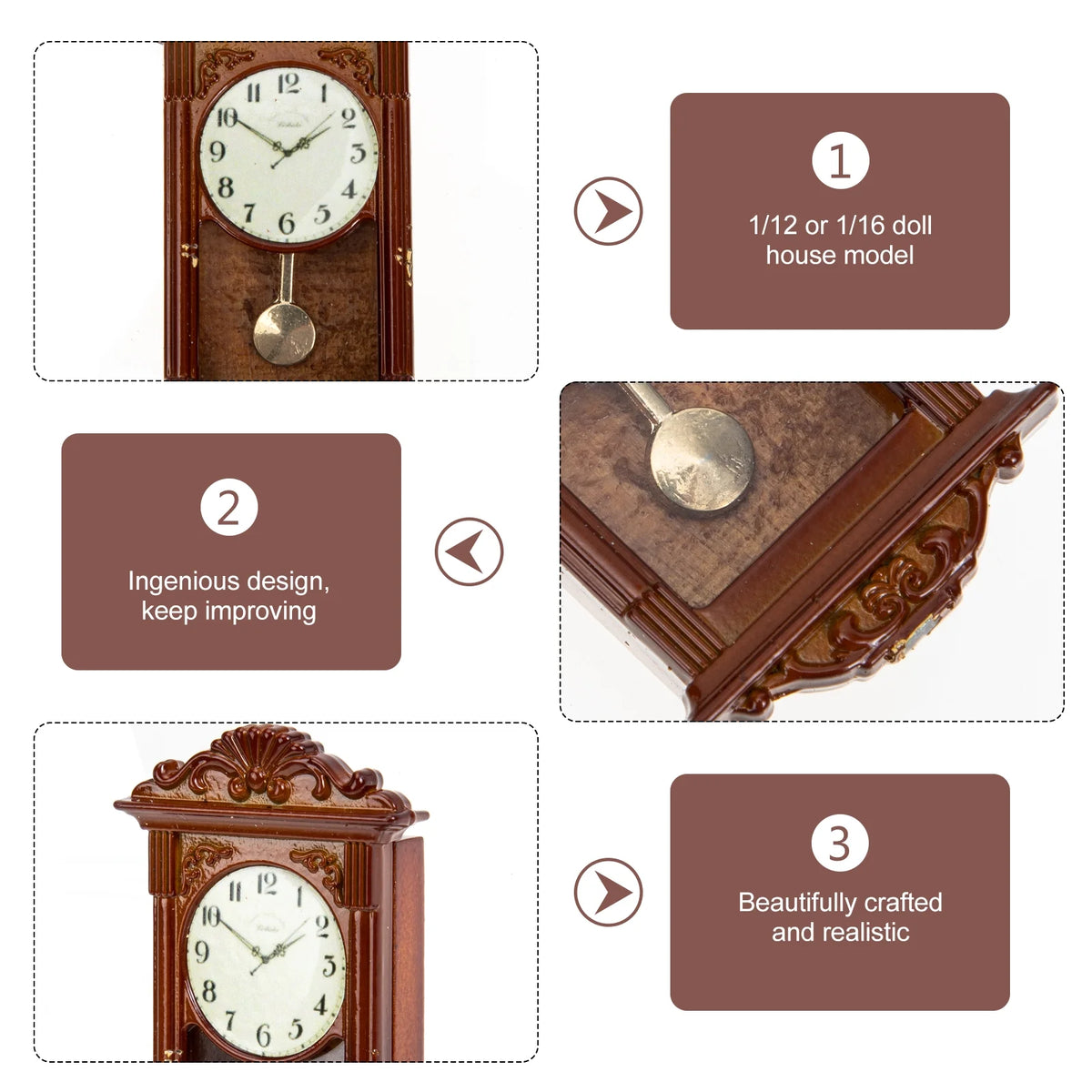 Vintage Roman Clock Dollhouse Accessories N1175