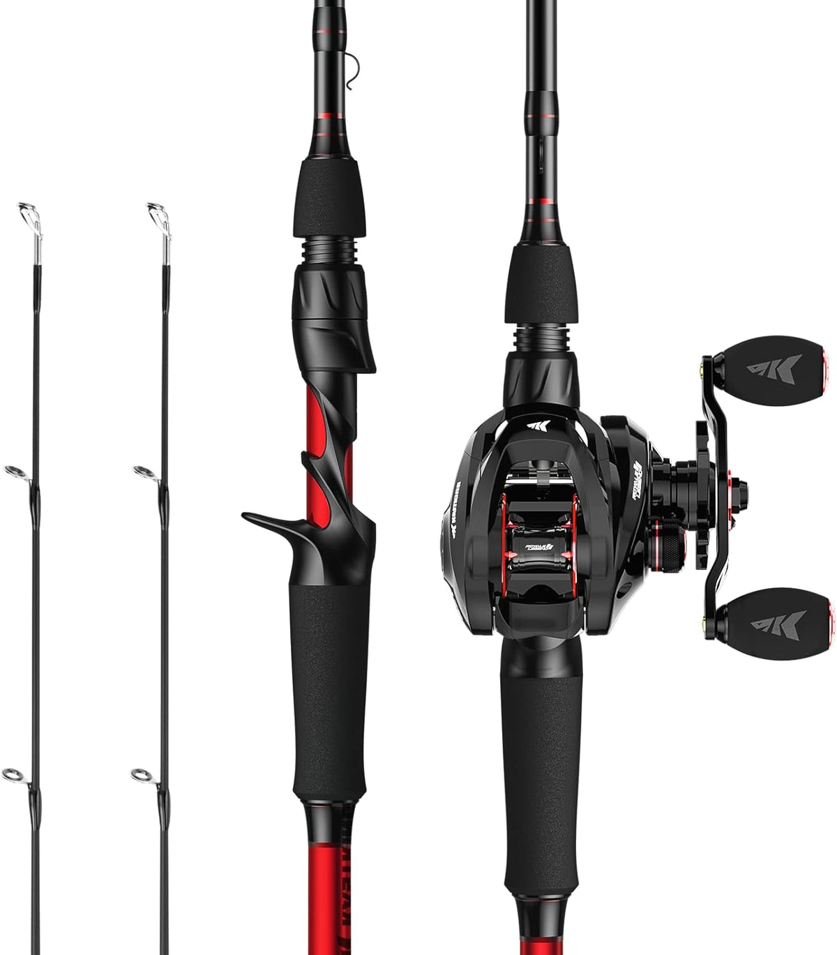 Twin Tip Fishing Rod and Reel Combo, IM6 Graphite 2Pc Blanks, Stainless-Steel Guides, EVA Handles Y7404