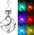 LED Solar Revolving Wind Chimes Hanging Spiral Lights J7811