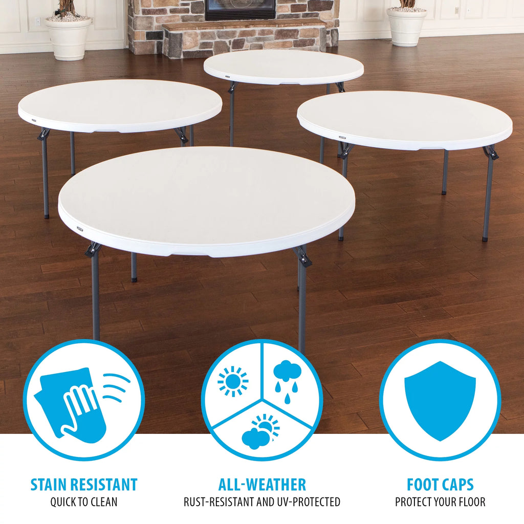 60 inch Round Folding Table White Granite Z8231