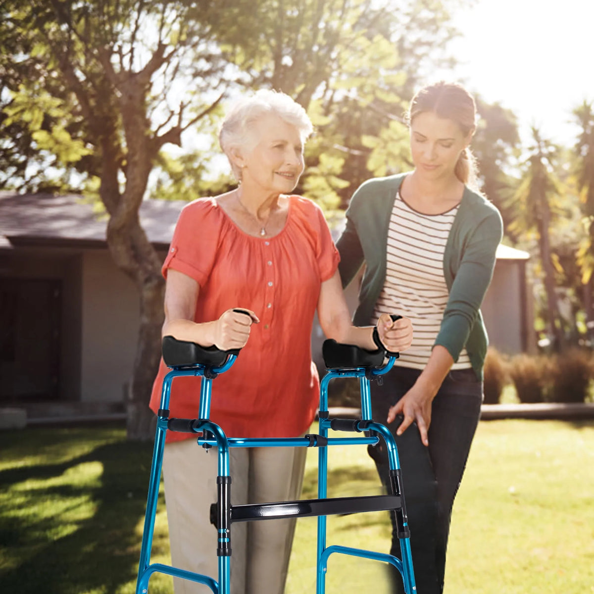 Folding Aluminum Alloy Walker with Armrest Support T948