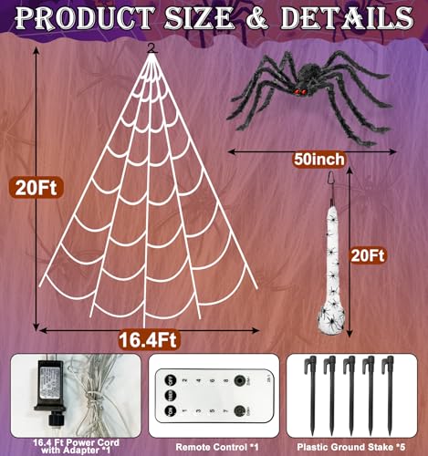 16.4 x 15.7 Ft Prelit Halloween Spider Web Net Lights with Timer Z924